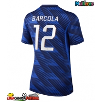 Camisa de Futebol França Bradley Barcola #12 Equipamento Principal Mulheres Mundo 2026 Manga Curta